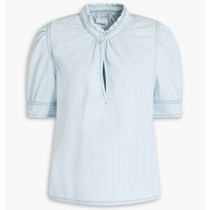 FRAME Denim Blue Puff Sleeve Blouse NEW never worn!